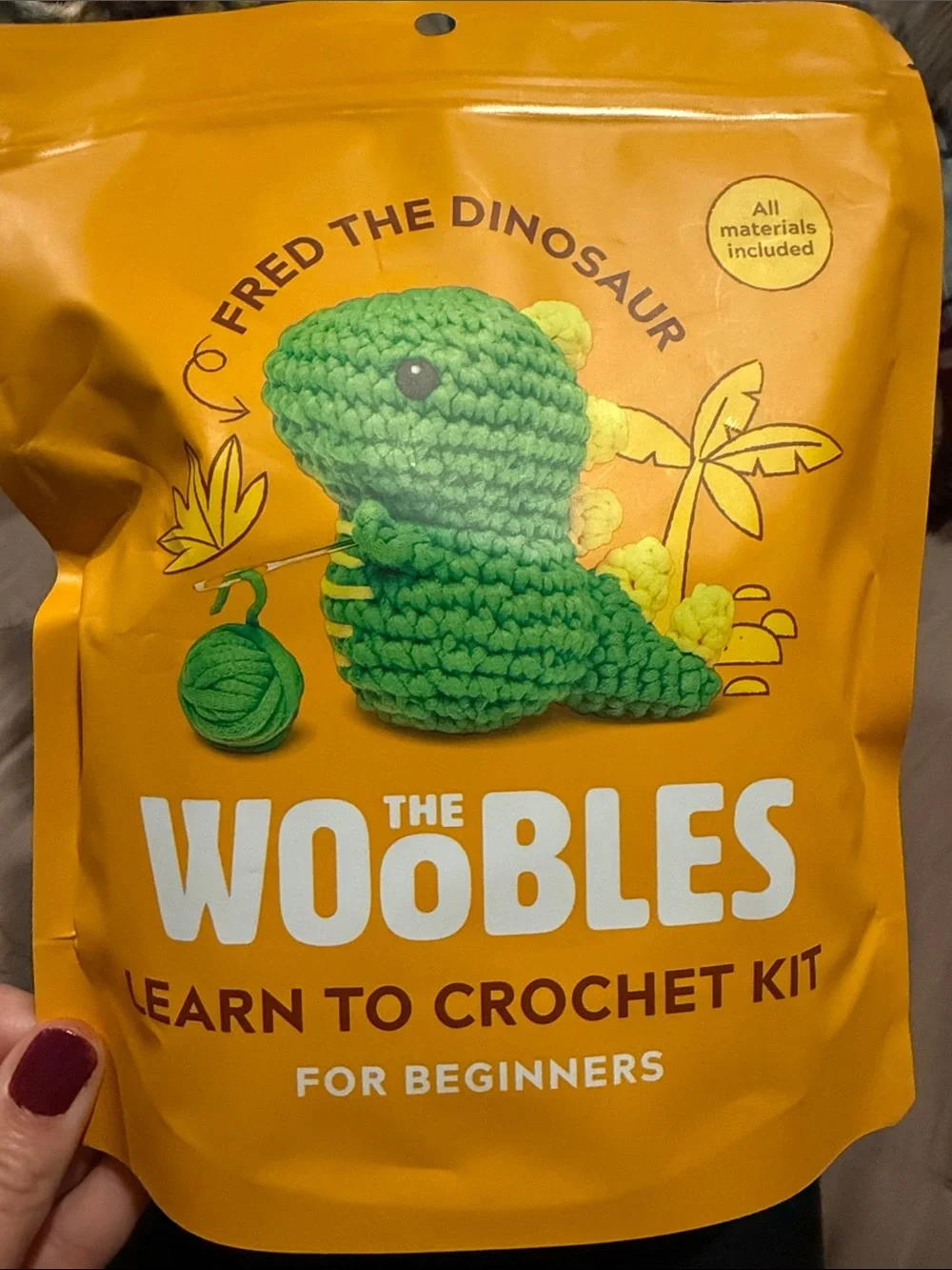 The Woobles Fred the Dinosaur Crochet Kit - Green